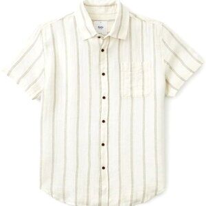 Katin Men's Alan Short Sleeve Linen Shirt Vintage White Stripes Size XL